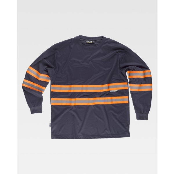 WorkTeam Camiseta Manga Larga C3937 Marino/Naranja A.V.